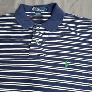 Vintage Polo Ralph Lauren Shirt Mens L Blue White Preppy Striped Stretch 90s Y2k